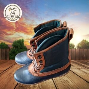 Vintage Lands' End Duck Boots Womens Leather Canvas Waterproof Rain Snow Shoes